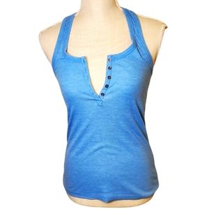 TRUE CRAFT | Women's blue ribbed-knit  racerback tanktop. Size small.